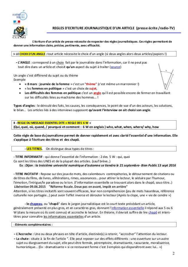 ecriture journalistique